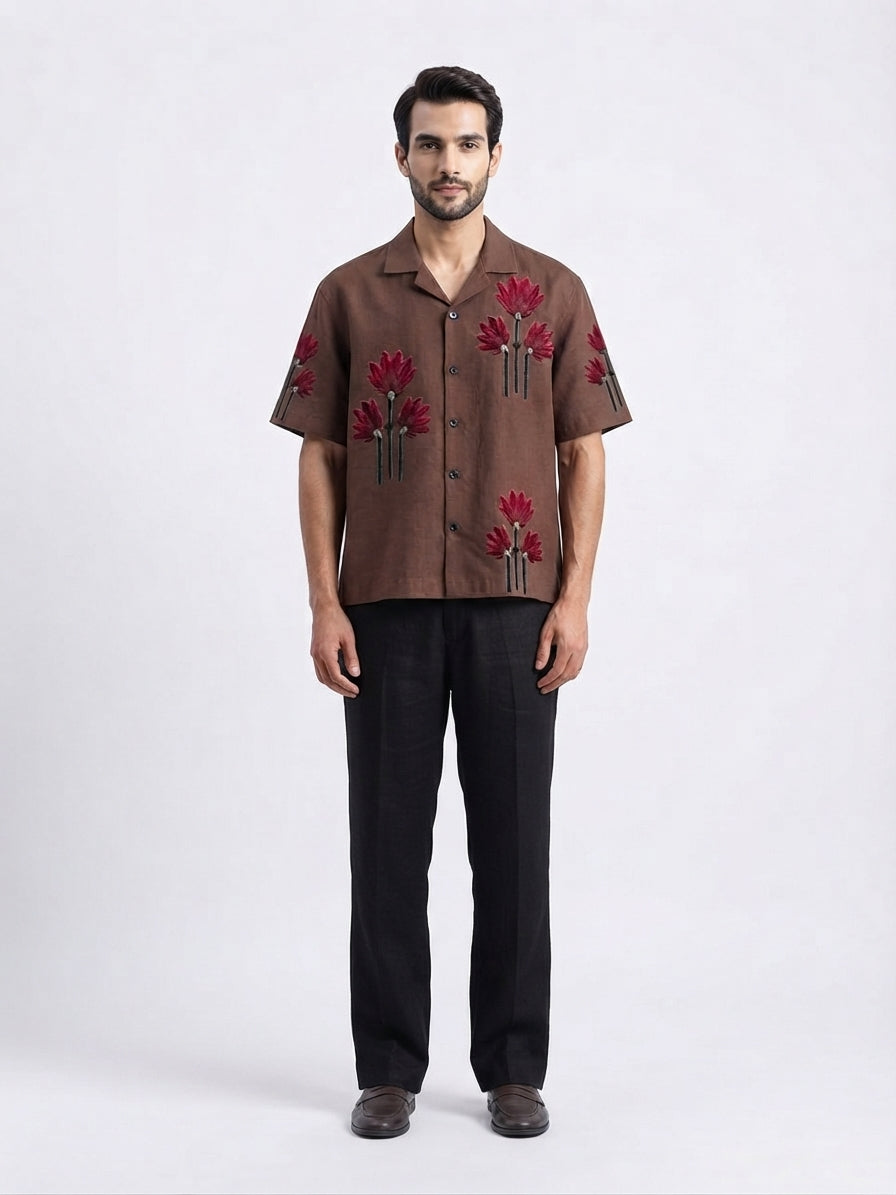 Men’s Printed Cotton Drop Shoulder Shirt
