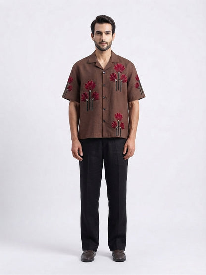Men’s Printed Cotton Drop Shoulder Shirt