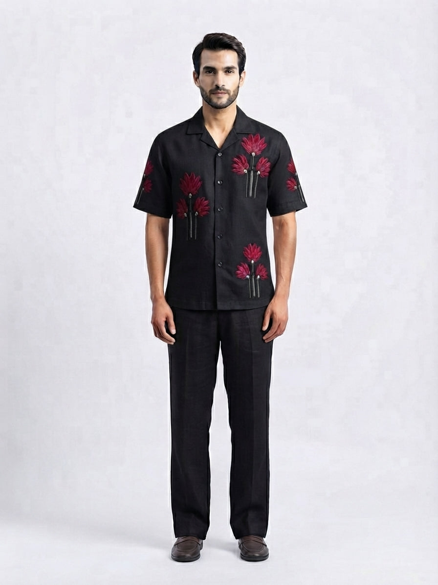 Men’s Printed Cotton Drop Shoulder Shirt