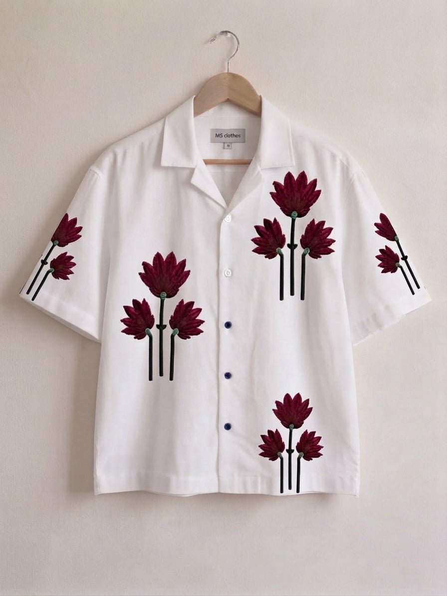 Men’s Printed Cotton Drop Shoulder Shirt