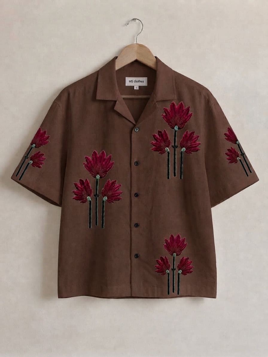 Men’s Printed Cotton Drop Shoulder Shirt
