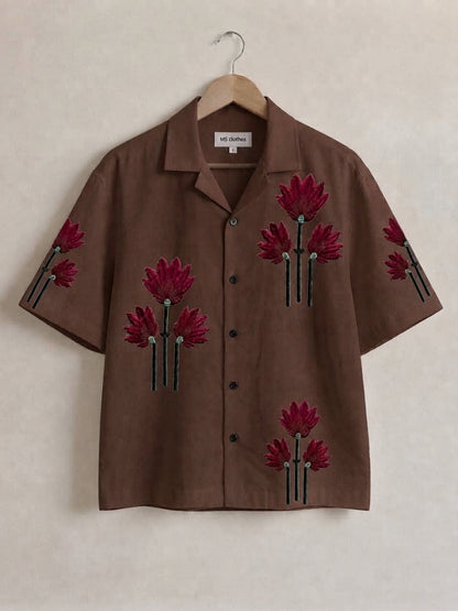 Men’s Printed Cotton Drop Shoulder Shirt