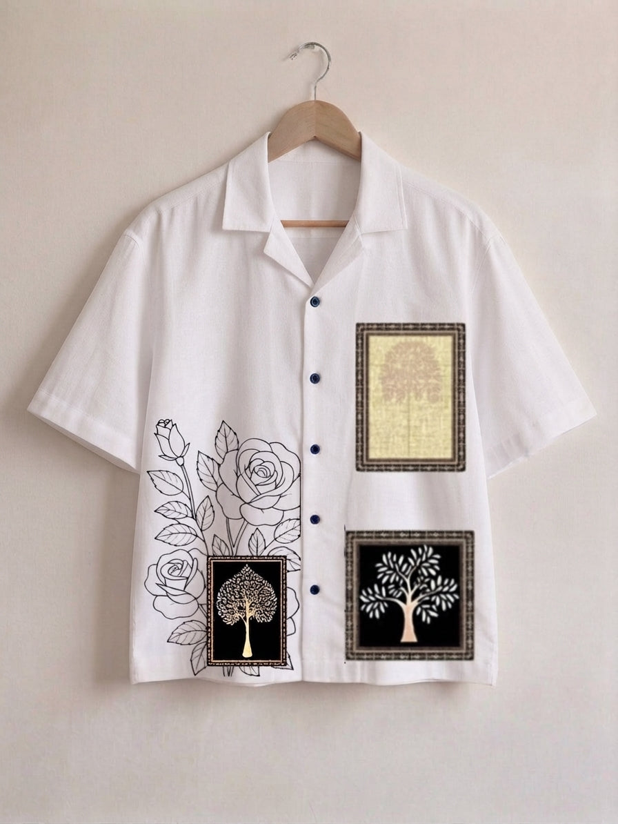 Artistic Print Dropshoulder Shirt for Men