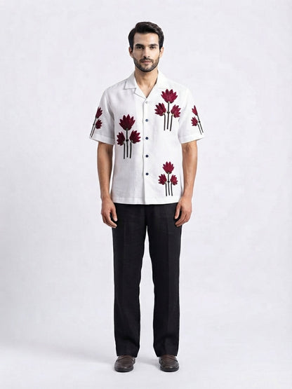 Men’s Printed Cotton Drop Shoulder Shirt