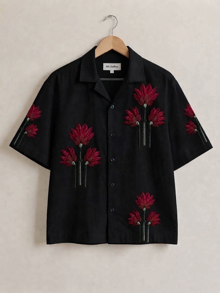 Men’s Printed Cotton Drop Shoulder Shirt